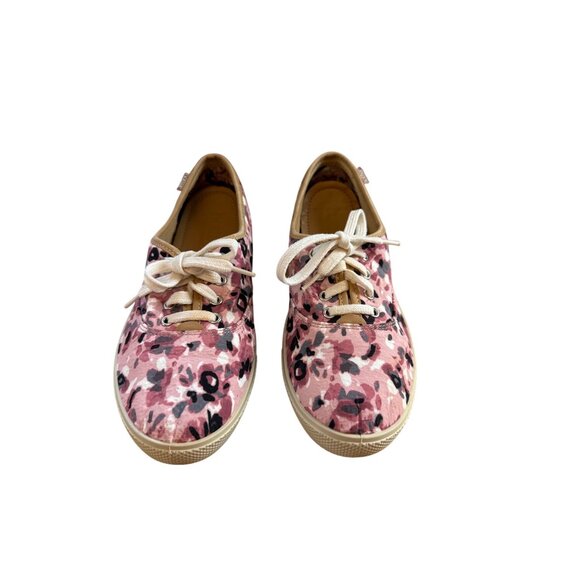 Keds  Size 7 Pink Floral Patterned Canvas Lace-Up Casual  Skecher Shoe - Picture 3 of 8